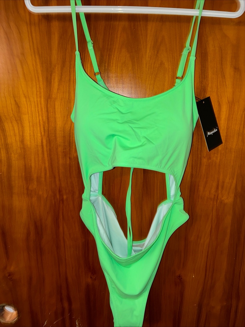 Meyeeka Neon Green Cutout One-Piece Swimsuit